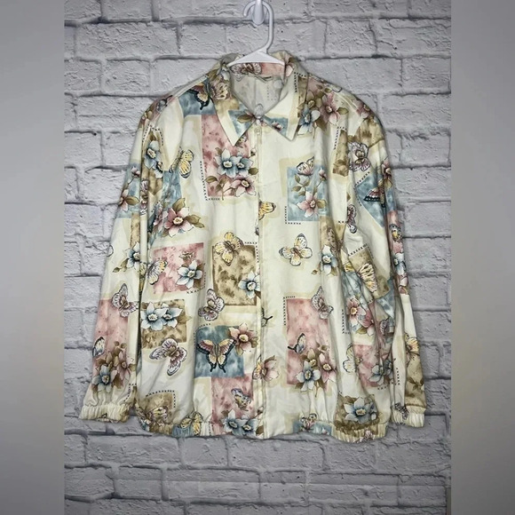 Alfred Dunner vintage women’s floral/butterflies zip up jacket size 16W. - Picture 1 of 8